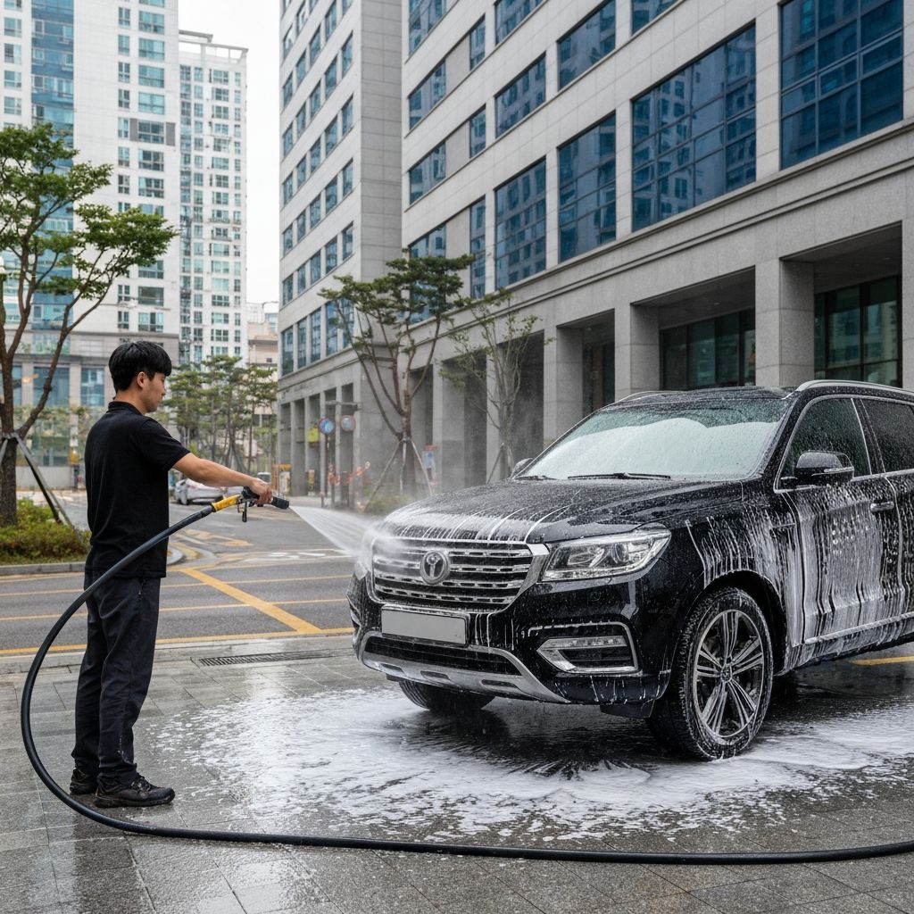 외부 포말 세차 과정